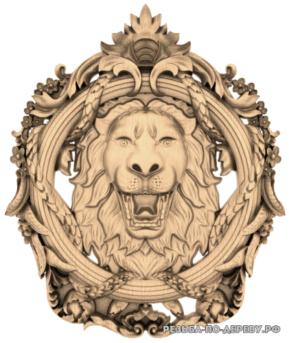 Резное панно Декоративный лев из дерева